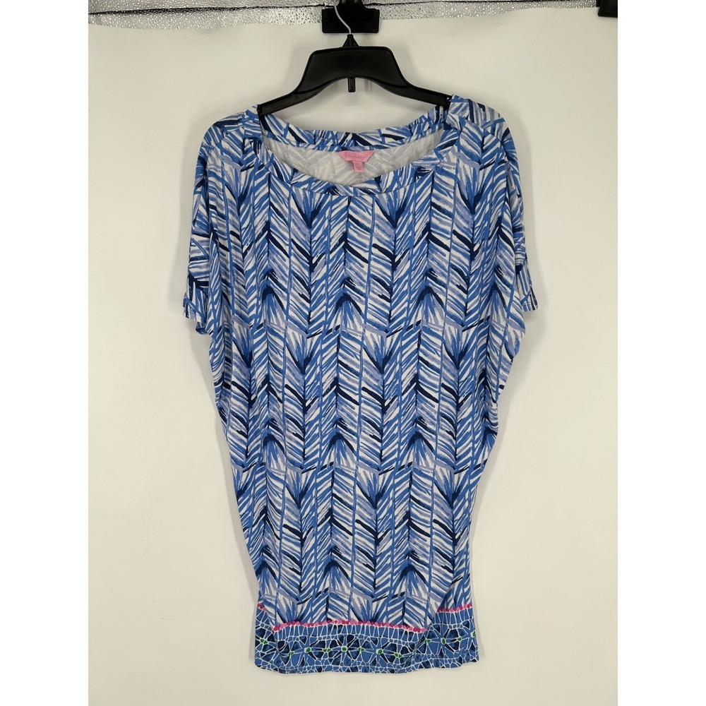 Lilly Pulitzer Lowe Dress Womens Size Small Lapis Blue Dolman Sleeve Costa Verde